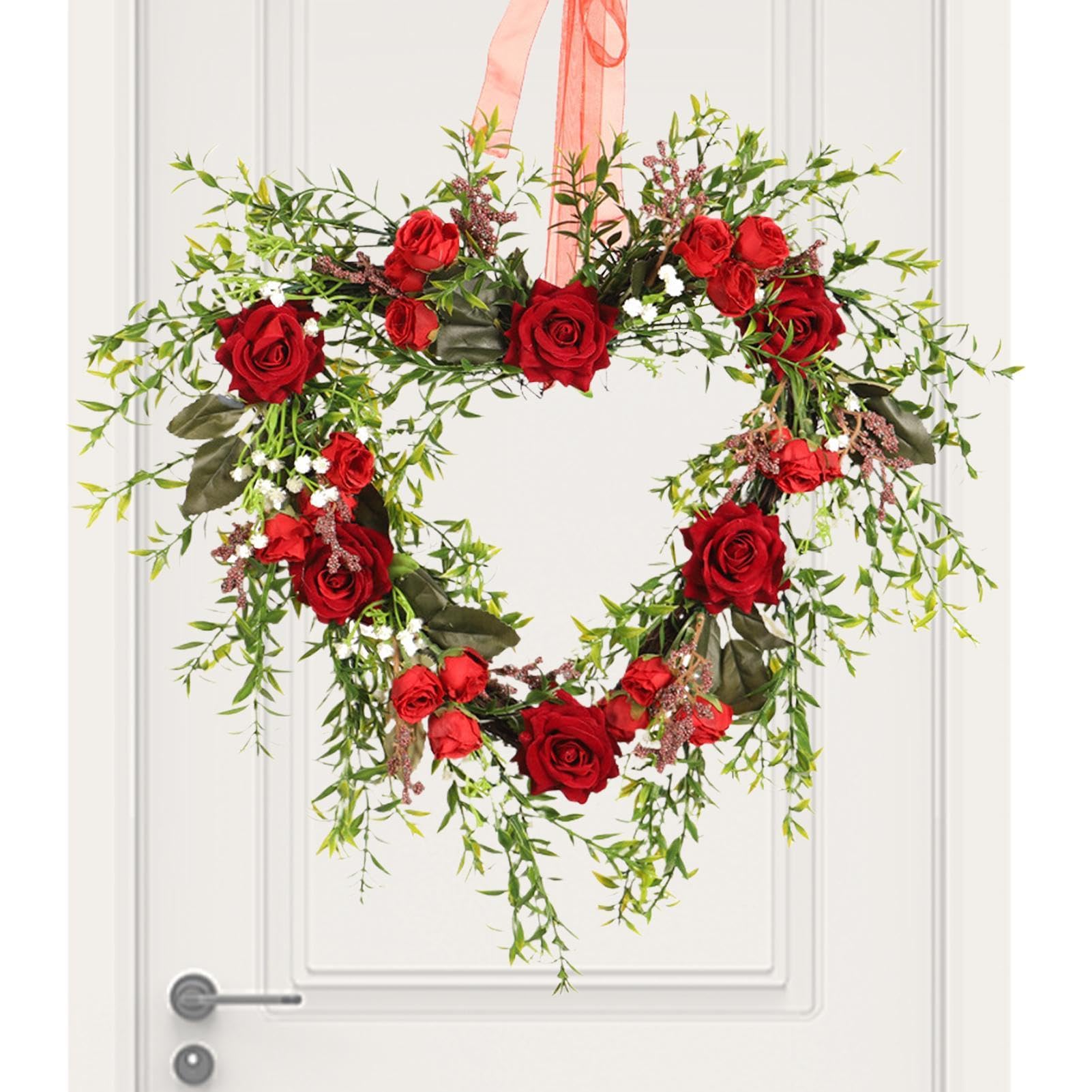 Couronne de décorations de Saint-Valentin suspendue pour porte et mur intérieur
