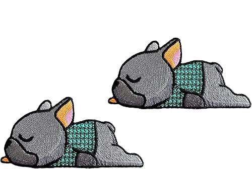 Miniatura 3 de TH Puppy Pet Bulldog francés lindo logotipo de dibujos animados 3 parches para coser hierro en apliques bordados insignia parche chaqueta camiseta