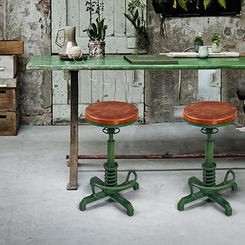 Miniatura 7 de LOKKHAN American Antique Steampunk Taburete de bar de 24.41 a 28.35 pulgadas, vintage, industrial, ajustable, giratorio, sin espalda, para comedor,