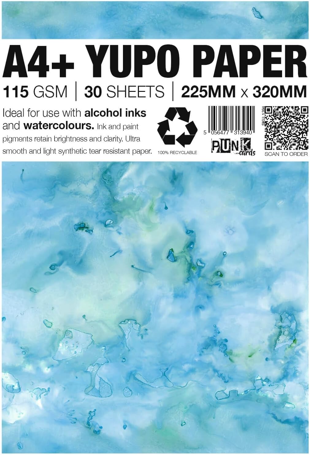 Yupo Paper - 30 Sheets - A4+ - Yupo Paper Alcohol Inks - Yupo Paper A4 - Alcohol Ink Art Paper - for Artists and Painters - 115gsm - 150mic - 230mm x 320mm - White