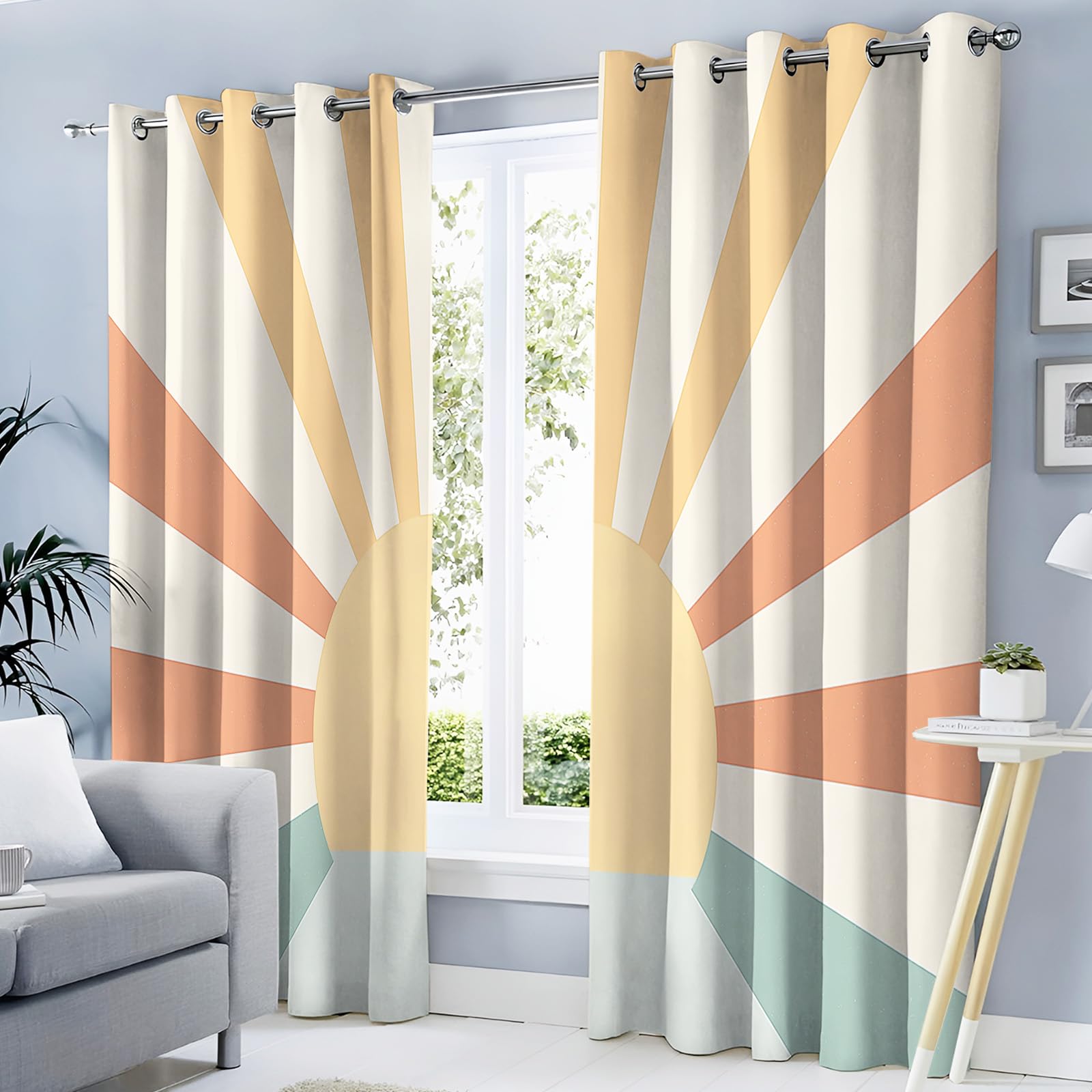 Rideaux occultants design minimaliste soleil orange isolant thermique