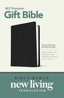 Premium Gift Bible NLT LeatherLike, Classic Black, Red Letter