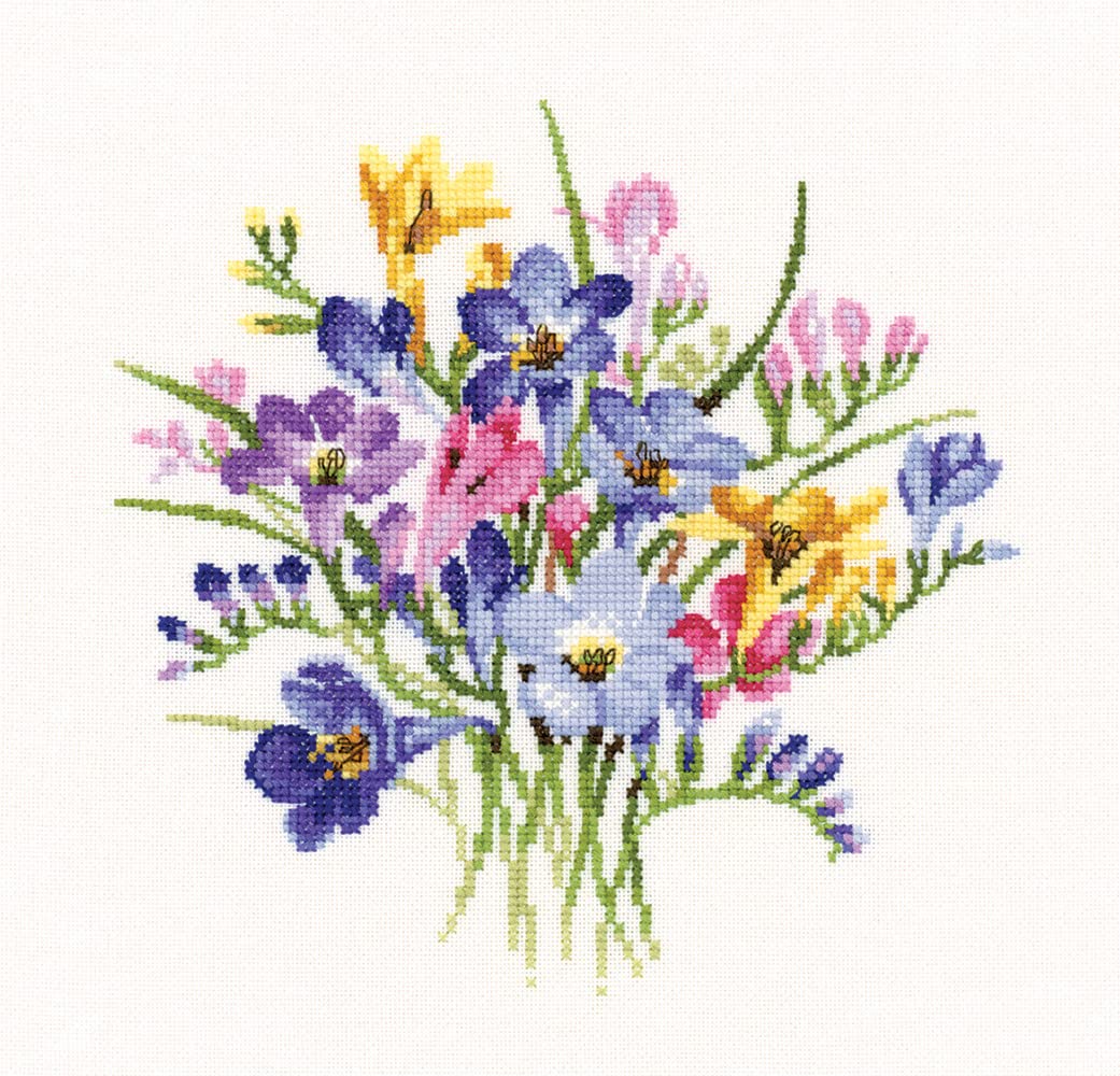 Heritage Crafts Clear Heritage Freesia Posy Cross Stitch Kit