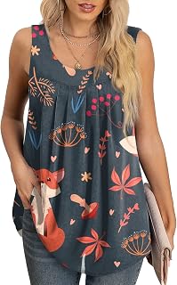 BaoDan Plus Size Tshirts for Women Outerwear for Lady Lace Relaxed No Sleeve Classical Bandeaux Dog Days Dress Cactus Print
