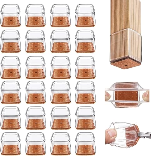 Miniatura 2 de Ansible 24 protectores cuadrados extra grandes para patas de silla, almohadillas de fieltro para muebles, fundas de silicona para sillas,