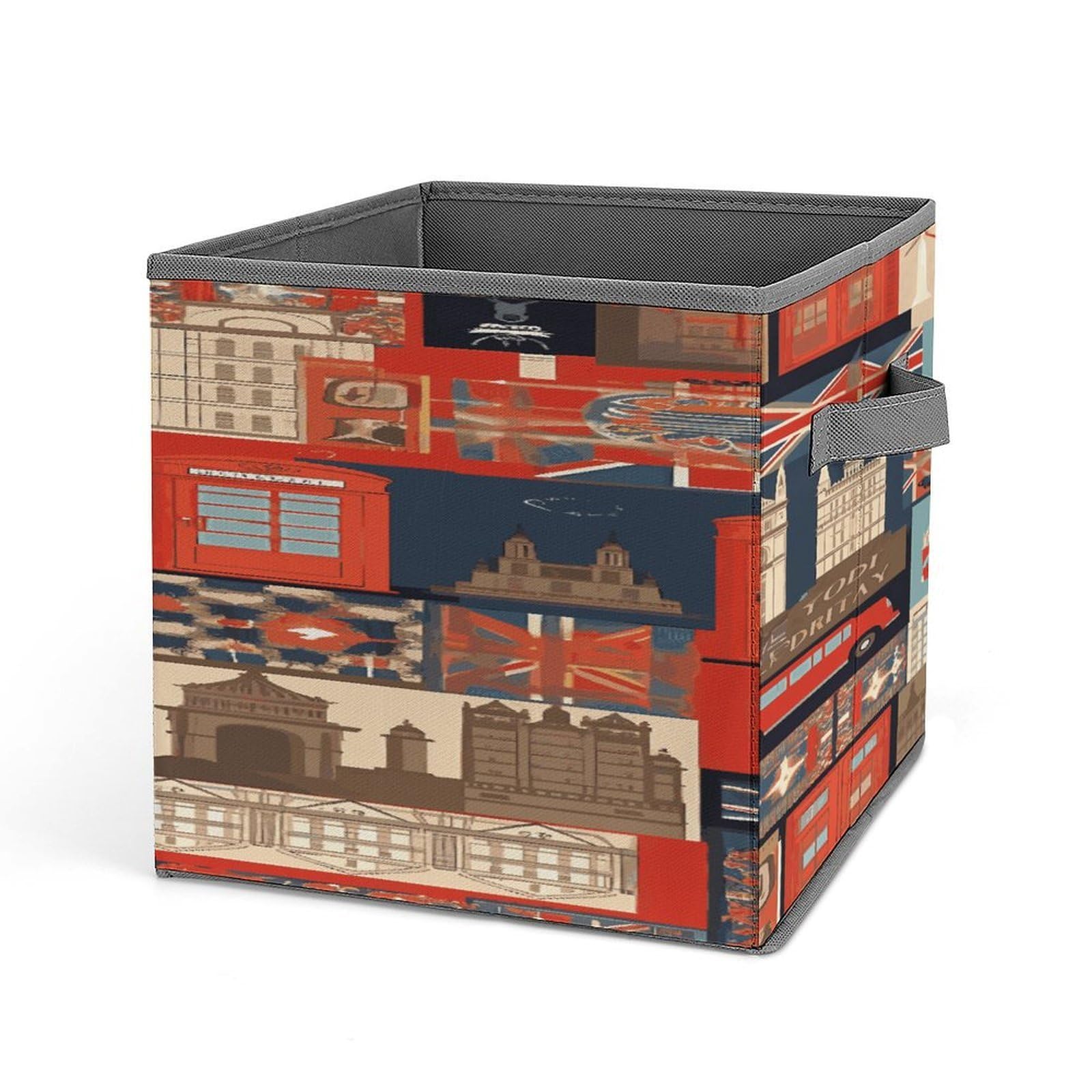 Fodpand Style England Symbols Storage Cubes Foldable Decorative Fabric, Storage Bins Baskets With Handles, Closet Organizers And Storage For Home, Office,Closet, Clothes