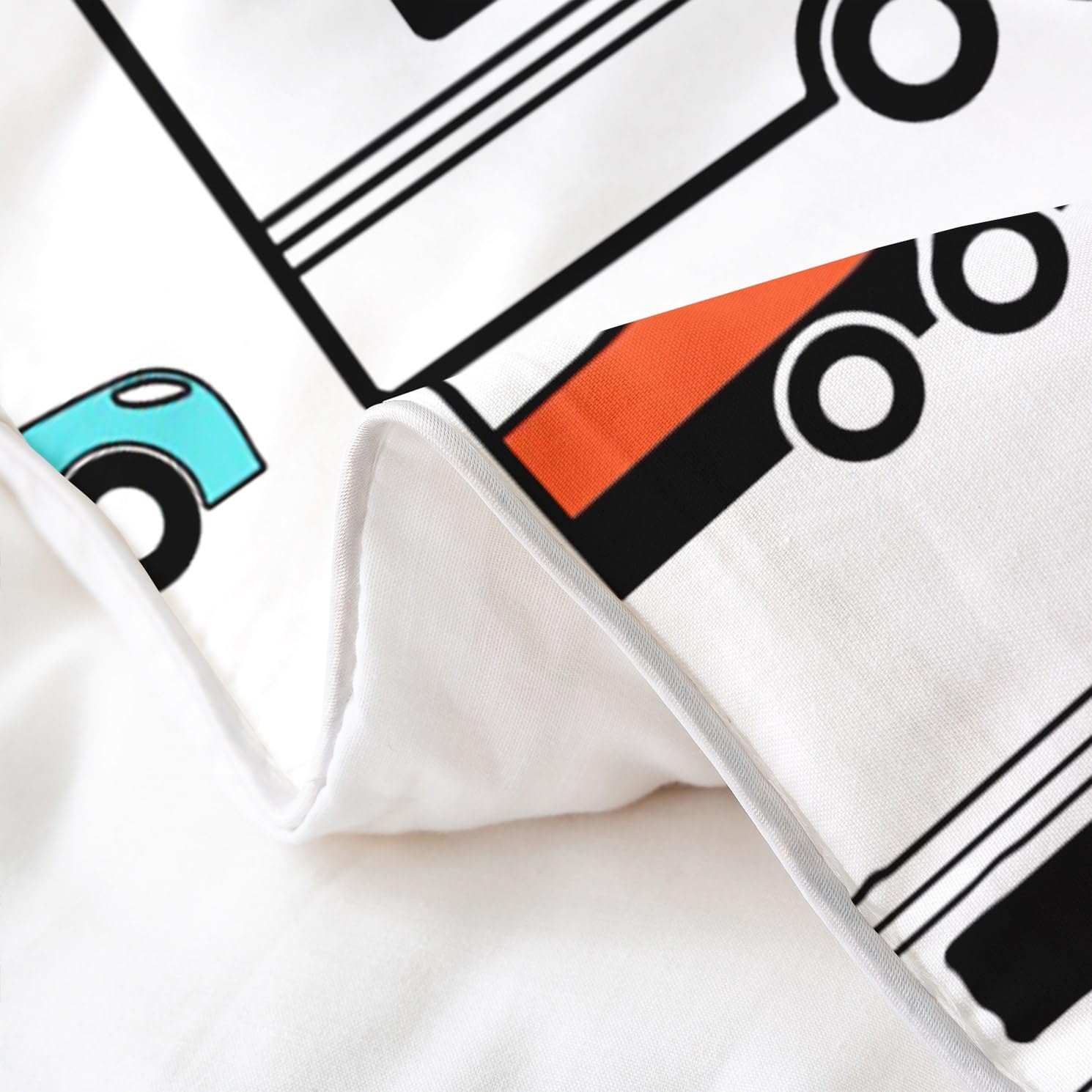 100% Cotton Camper Duvet Cover Full, Happy Camping Bedding Set for Kids Boys Girls Children, Camping Trailer Travel Car Comforter Cover, Cartoon Car Quilt Cover RV Accessories Room Decor, Colorful image 5