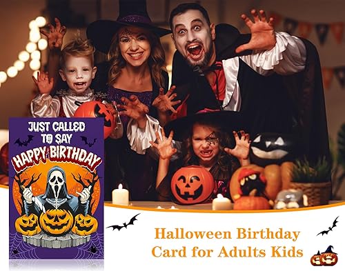 Miniatura 5 de FLYAB Tarjeta de cumpleaños de Halloween para mujeres y hombres con sobre