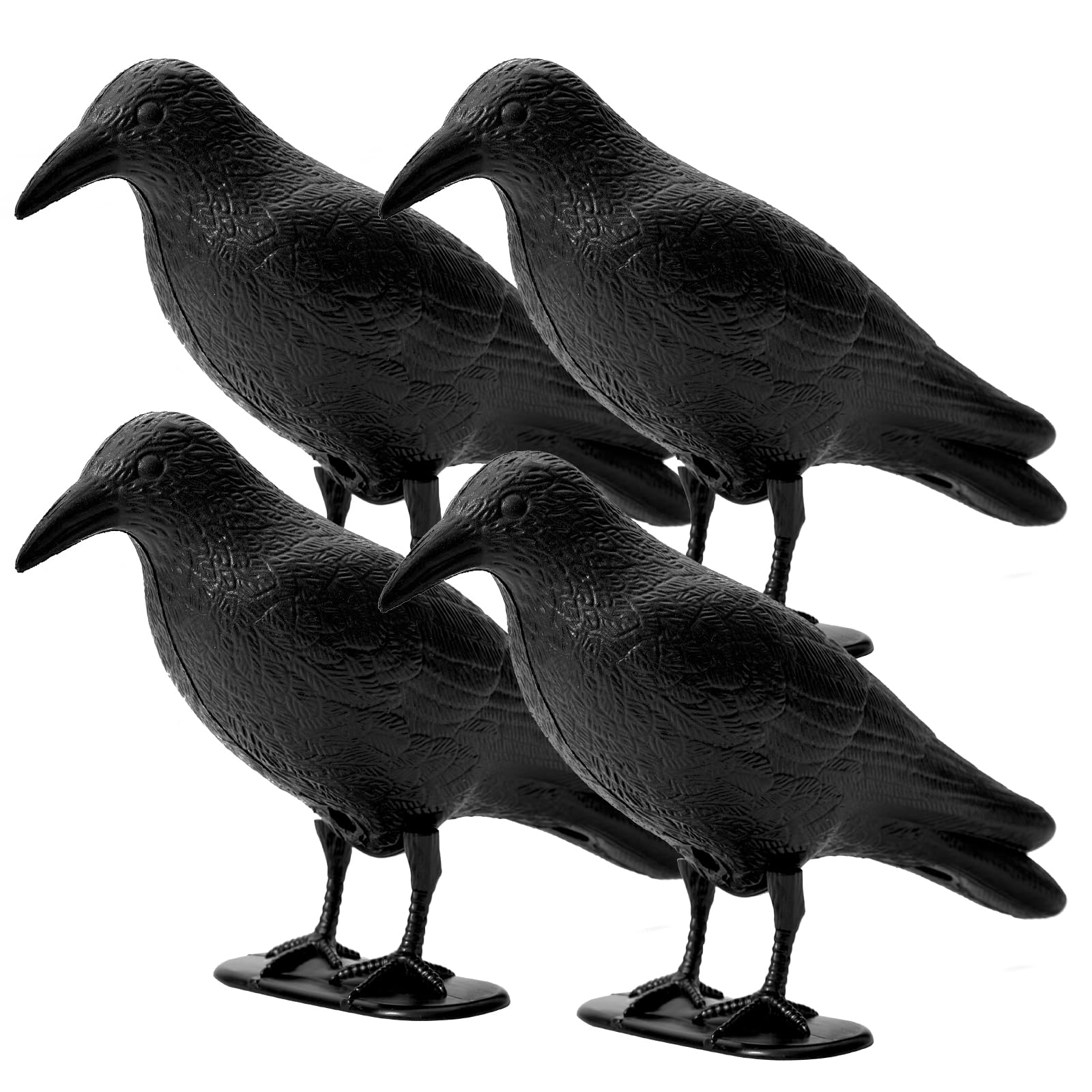 OFFO Schwarz Rabe Vogelschreck - Kunststoff Taubenabwehrsystem für Balkon Garten Terrasse Krähenattrappe Schutz vor lästigen Vögeln,4 Stück