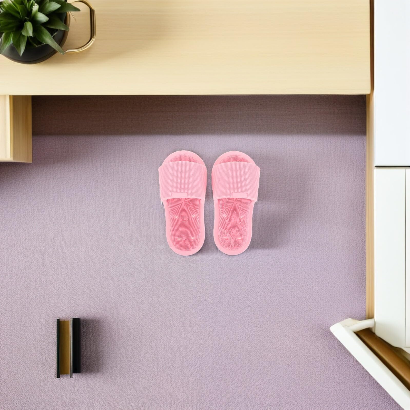 VALICLUD Zapatillas Masajeadoras de Pies de Silicona Antideslizantes para Ducha y Baño, Exfoliadoras y Limpiadoras con Cerdas Densas, Color Rosa, 2 Unidades, Cuidado Personal en Hogar