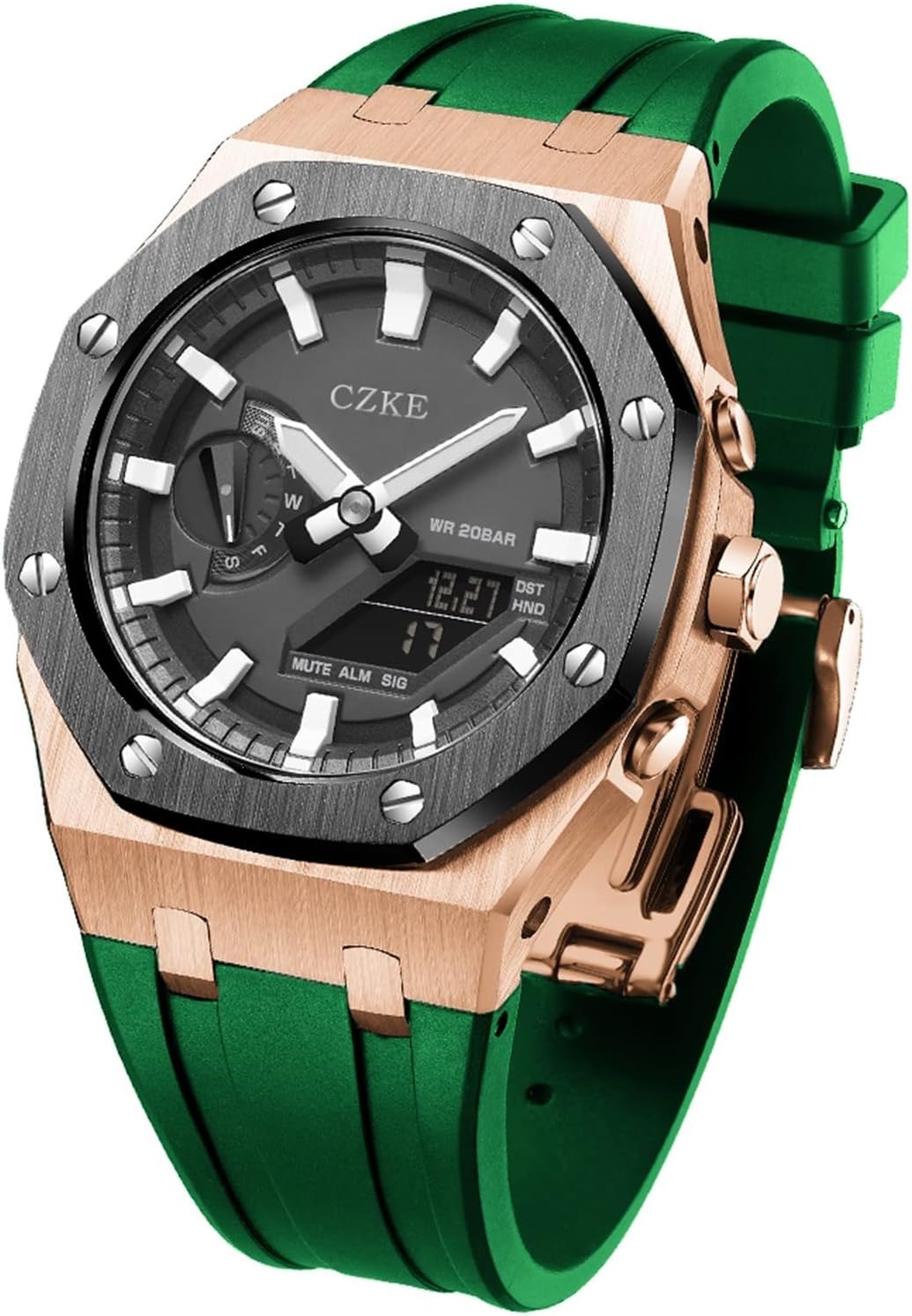 INFRI 5rd For GA2100 GA2110 Mod Kits, Metal Watch Band Strap Bezel, Watch Modding Replacement Accessories Set Rose Gold Black Case