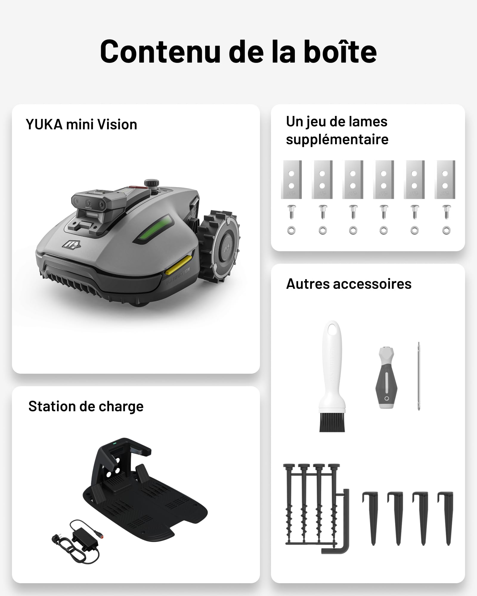 Mammotion YUKA Mini Vision, Robot Tondeuse Intelligent sans RTK avec Navigation AI Vision à Triple Caméra, Jusqu’à 700 m², Cartographie Automatique, Zéro Câble Périphérique, Pentes à 45%