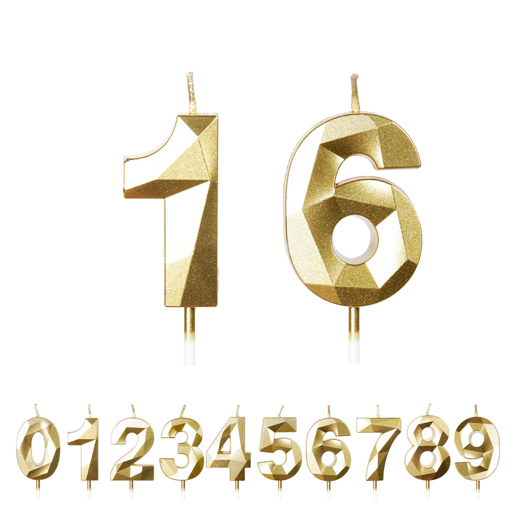 Fuzvol Gold Birthday Cake Candles, Number 16 Candle,Cake Topper Decorations