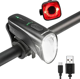 ROCKBROS LED Bicycle Light Set USB Rechargeable Bicycle Lamp up to 100 Lux, IPX5 Waterproof Bicycle Front Light and Rear Light Set