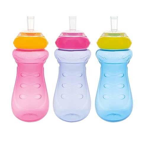 Nuby Vaso deportivo para niños pequeños, resistente a las fugas, con boquilla de silicona suave y válvula táctil, suave con dientes y encías, diseño