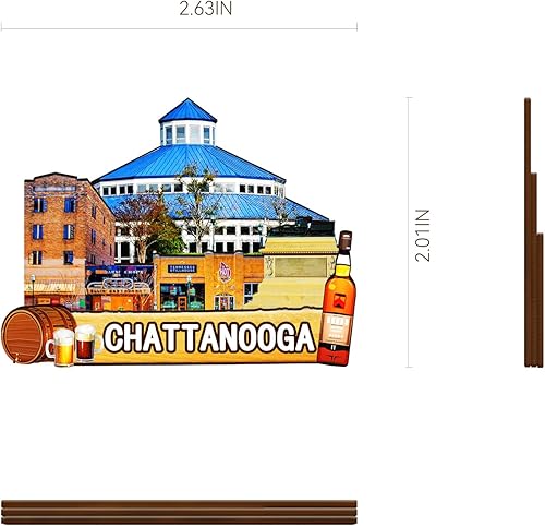 Miniatura 3 de Imán de madera de Chattanooga para nevera de Estados Unidos, imanes 3D, recuerdos coleccionables, decoraciones artesanales hechas a mano