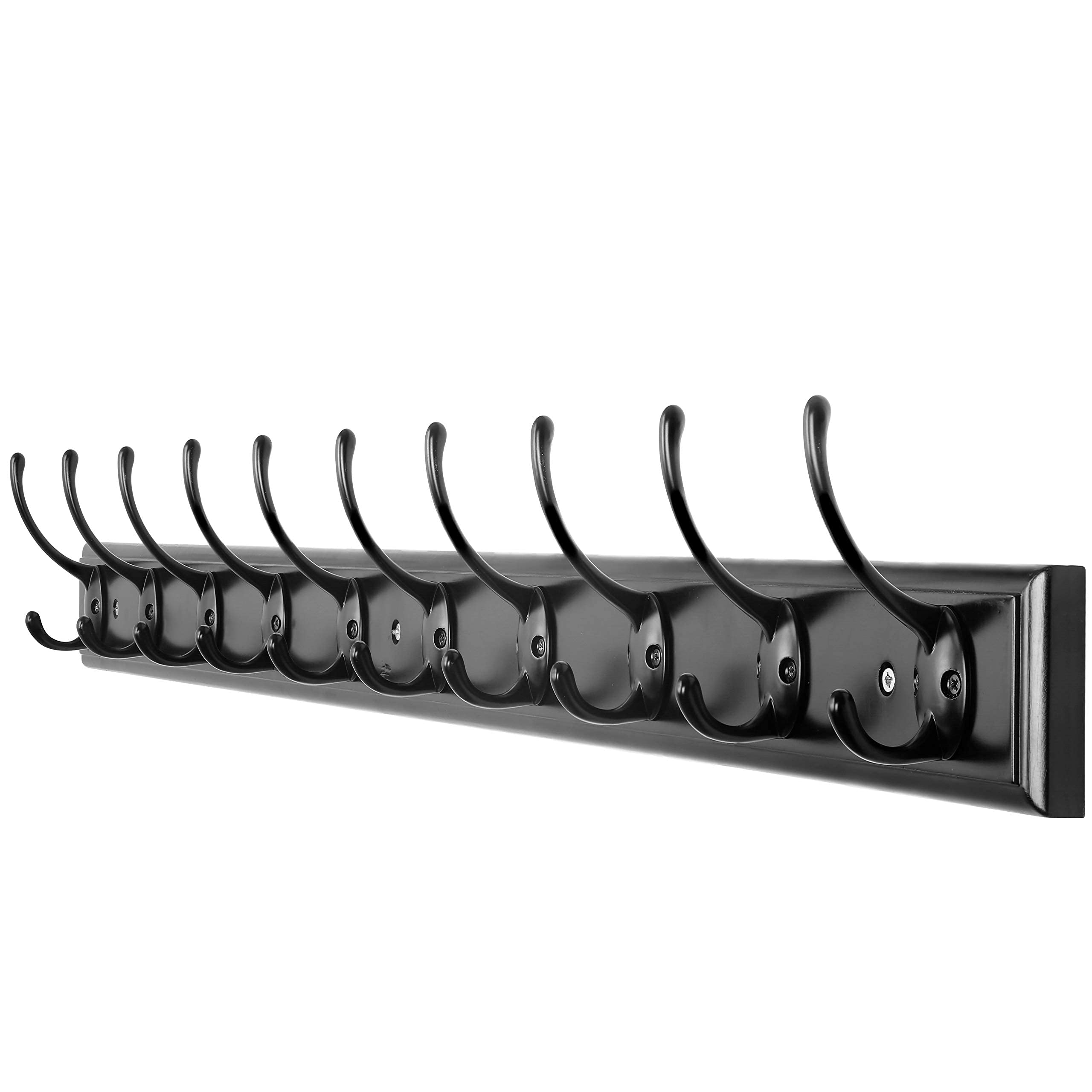 Photo 1 of *PRODUCT IS WHITE* WEBI Coat Rack Wall Mounted,38 1/4’’ Long Coat Hanger Wall,Coat Hooks Wall Mounted,Wood Hook Rack,Jacket Hanger,10 Hooks for Hanging Coats,Clothes,Hats,Black 1 Black