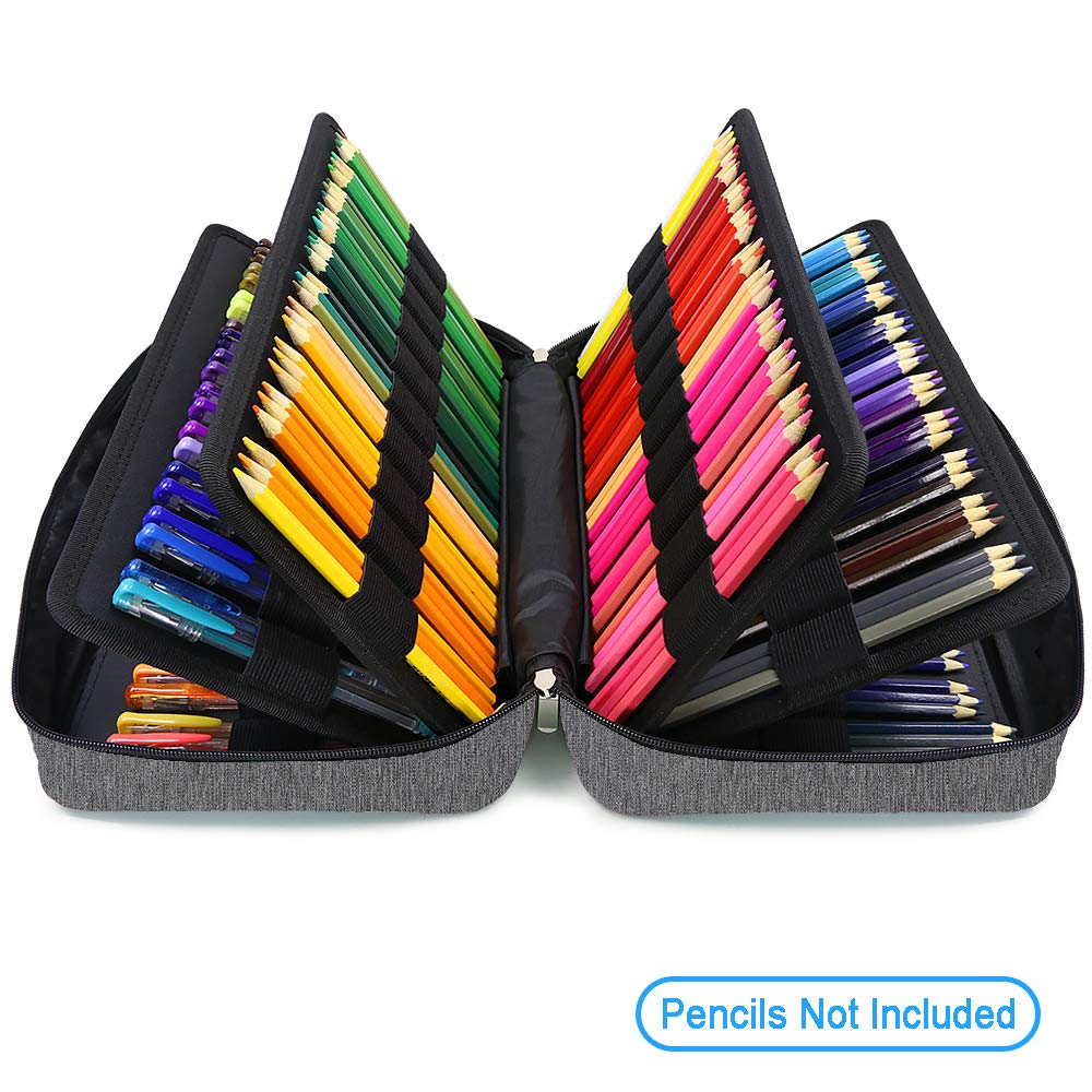 YOUSHARES Astuccio colorato di grande capacità, con 300 scomparti, con supporto multistrato per matite colorate Prismacolor e penne gel (grigio)