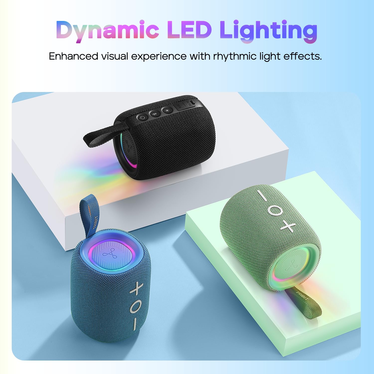 Tribit StormBox Mini+ głośnik Bluetooth 12 W, dźwięk przestrzenny 360°, czas odtwarzania 12 godzin, Bluetooth 5.4, IPX7, lampy RGB, połączenie TWS, typ C, obsługuje AAC/SBC, przenośny w domu/na