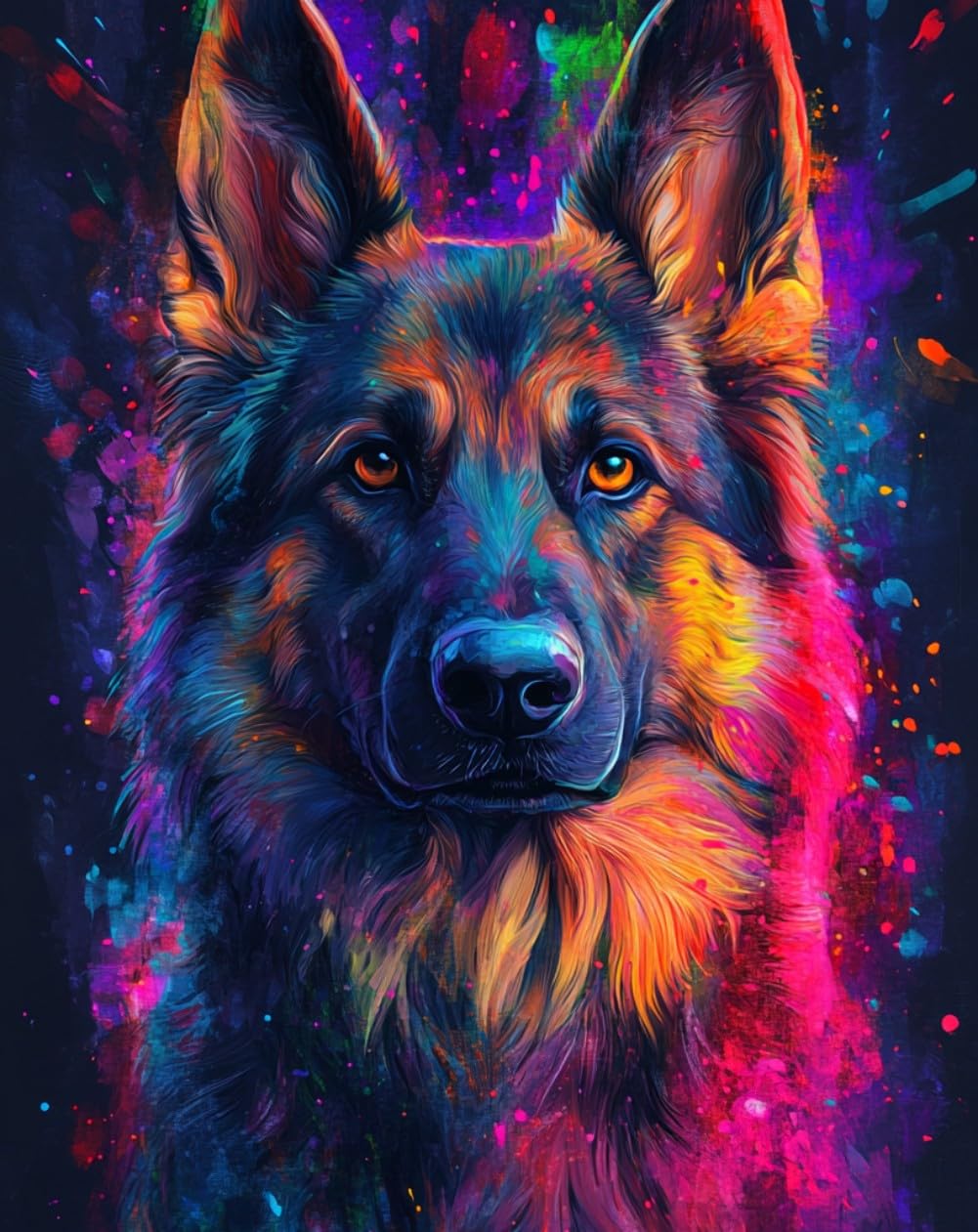 WANMIU Paint by Numbers for Adults and Beginner Colored German Shepherd Kits On Canvas Without Frame DIY Color Oil Painting Acrylic Paints,Home Wall Decor 40X50CM