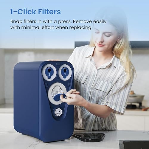 Miniatura 8 de GLACIER FRESH GFU03 Sistema de ósmosis inversa  800 GPD, sin electricidad, 31 de agua pura a drenaje, sin ruidosin perforación, sistema de filtro de