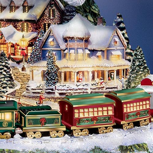 Miniatura 4 de Thomas Kinkade Hawthorne Village Centro de mesa de árbol de navidad, con tren expreso al país de las maravillas.