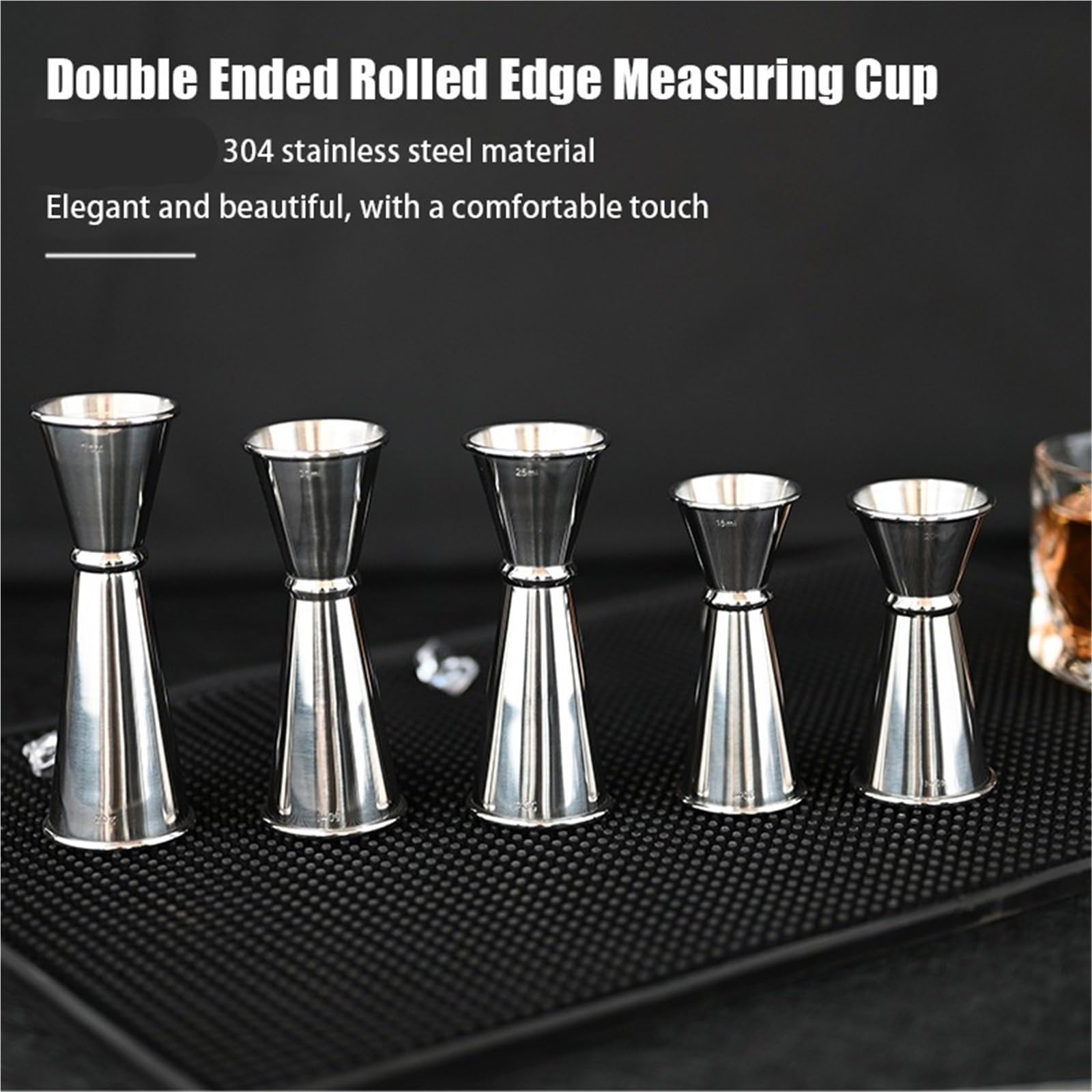Medidor de cócteles Cone Tazas medidoras de acero inoxidable 304, 30/40/50/60ml, bebida cóctel, Jigger, vaso mezclado, taza medidora líquidos(Silver 2pcs 30ml 60ml)