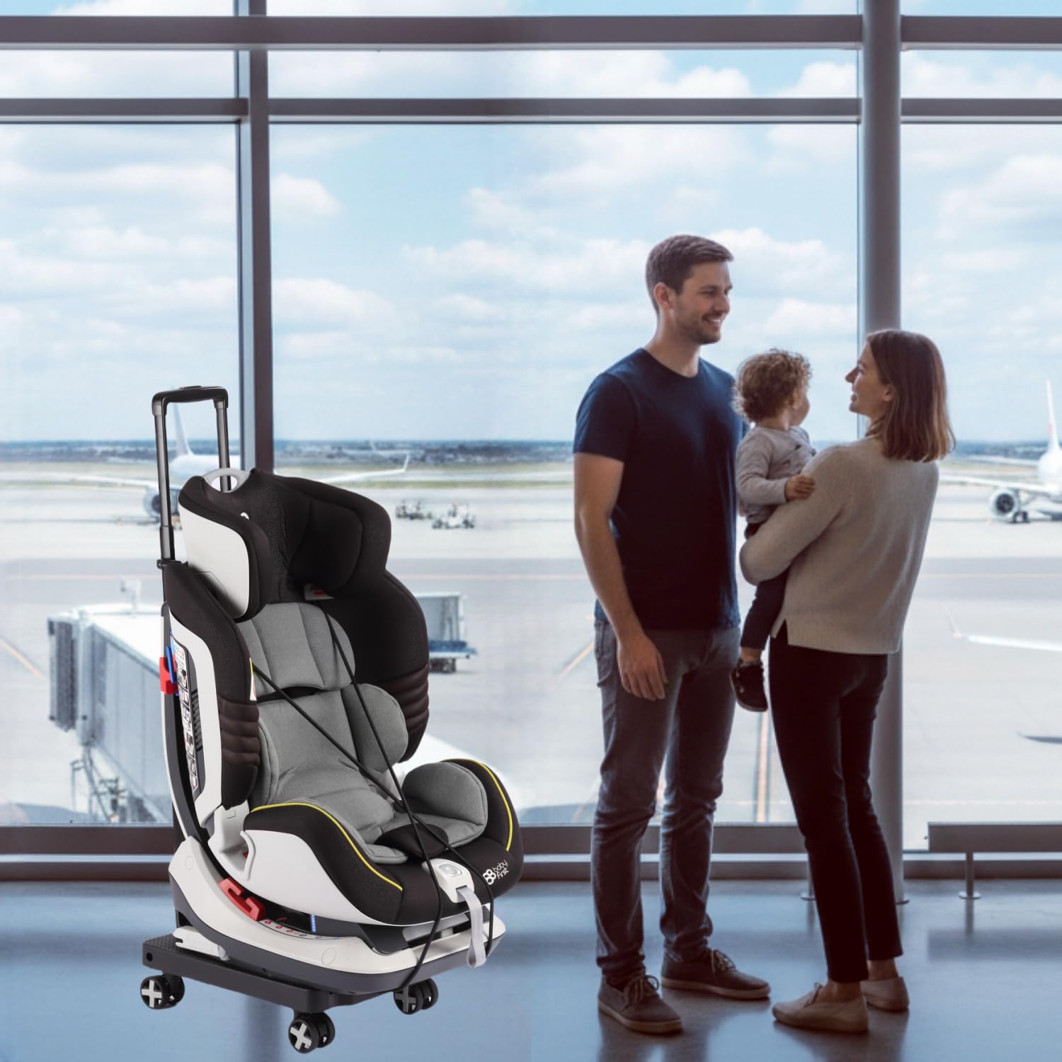 Car Seat Dolly for Airport Folding Car Seat Travel Cart for Airplane - Car Seat Roller with Wheel Cart Carrier with Straps Foldable Luggage Trolley Folding Hand Truck Dolly for Moving