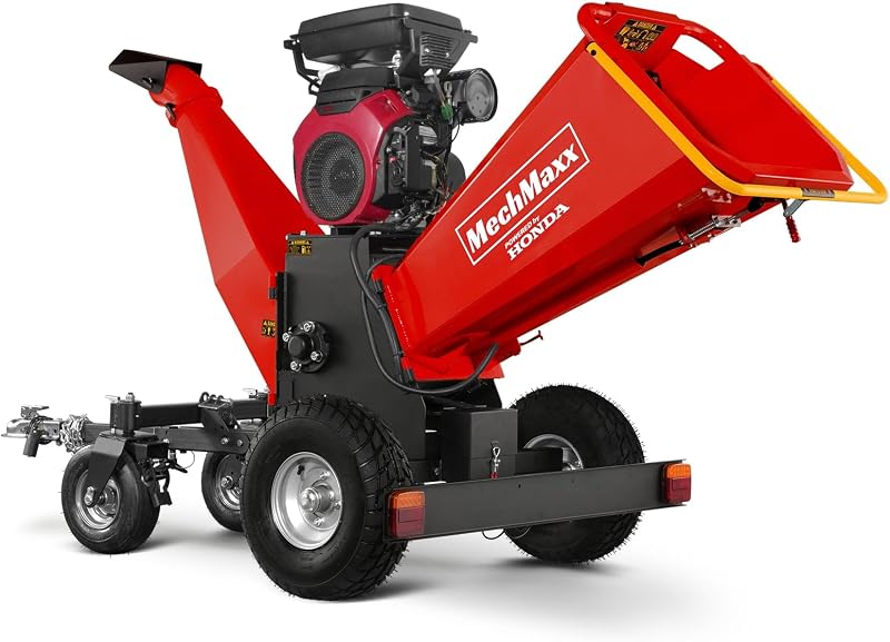 Honda 8'' pulgadas 688cc 22HP Motor de gasolina con arranque eléctrico Trituradora trituradora de madera remolcable de 4 ruedas con barra de remolque/luz trasera/interruptor de parada de emergencia, modelo B200