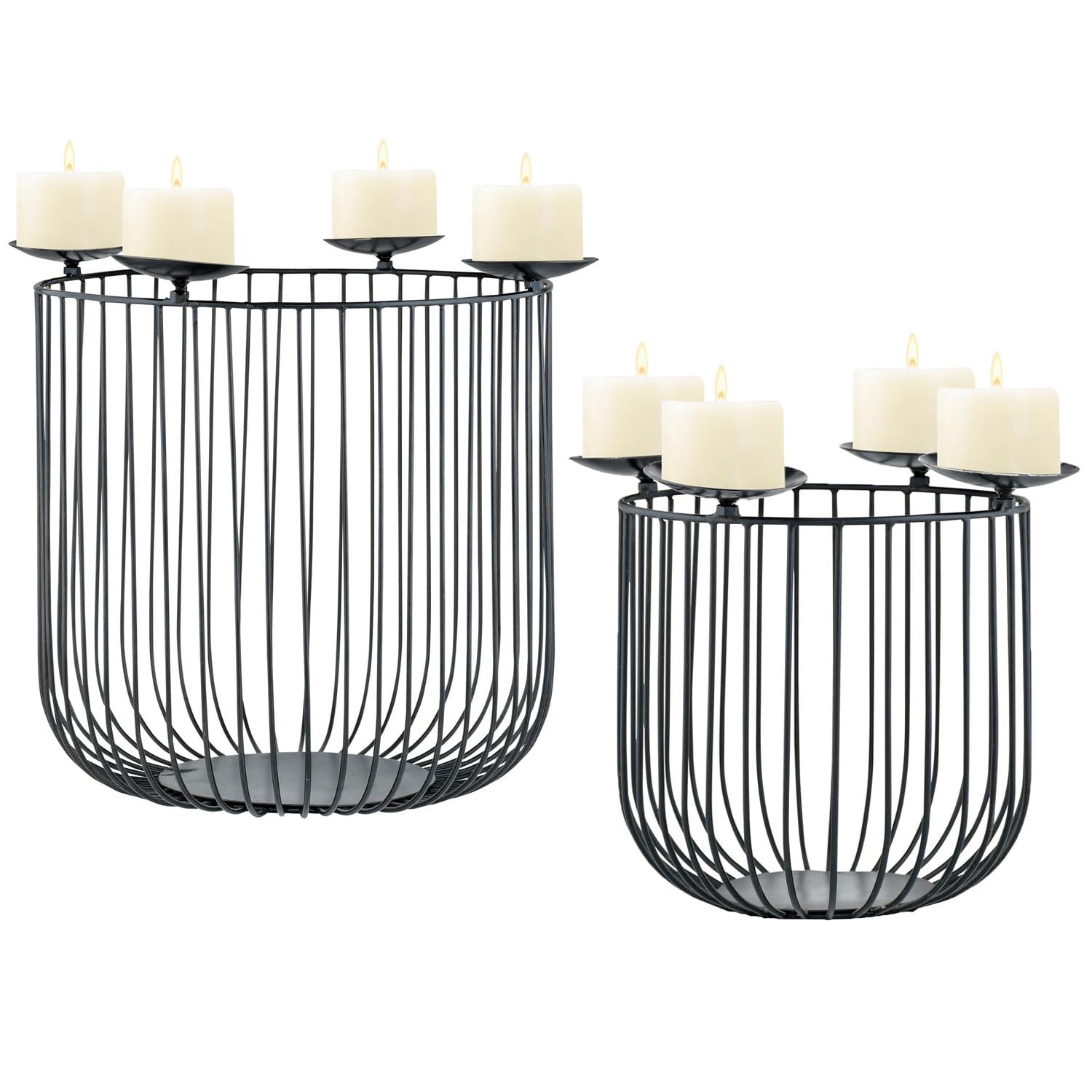 2er Set Moderner Kerzenständer Donato modern aus Metall in Schwarz