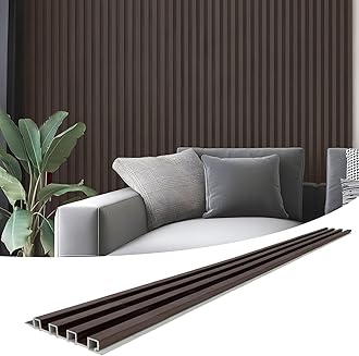Art3d Slat Wall Panel for Modern Decor, WPC Acoustic Diffuser Panel, 8-Pack 96 x 6in. Black Walnut