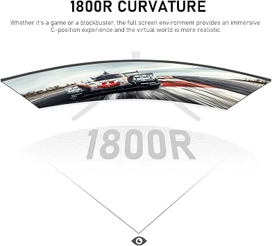 Gawfolk 27 Inch PC computer screen,1800R Curved Gaming 280Hz Monitors, FHD1080p 1ms without Bezel, freesync, 98%sRGB,178 ° Angle View HDMI DisplayPort, Compatible with Wall-Mounted VESA100*100MM-White