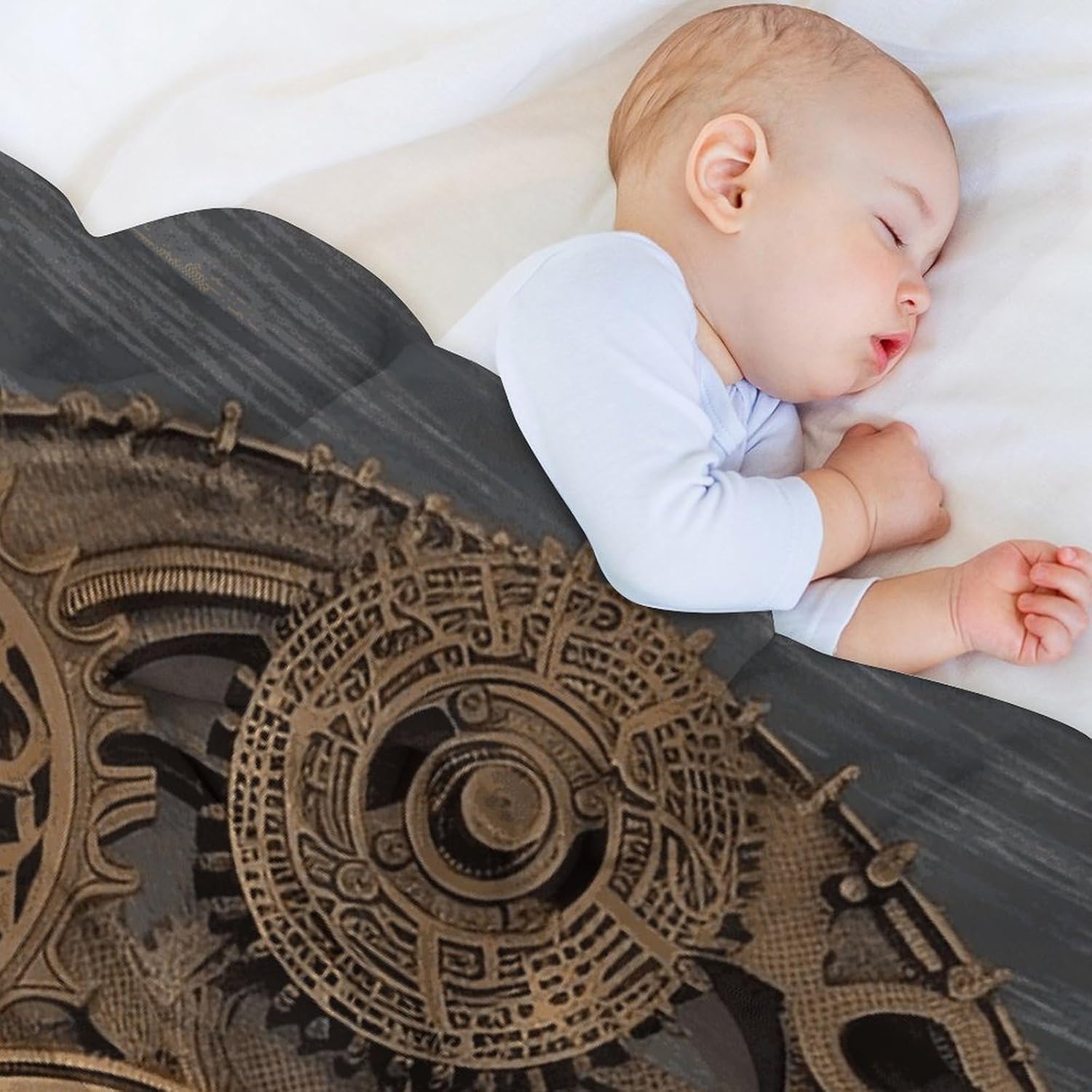Flannel Throw Blanket 30"x40" - Ultra Soft Plush Blankets for Couch, Bed, Camping - Lightweight Steampunk Gears Clock Blanket for Women, Men, Gift, Machine Washable image 5