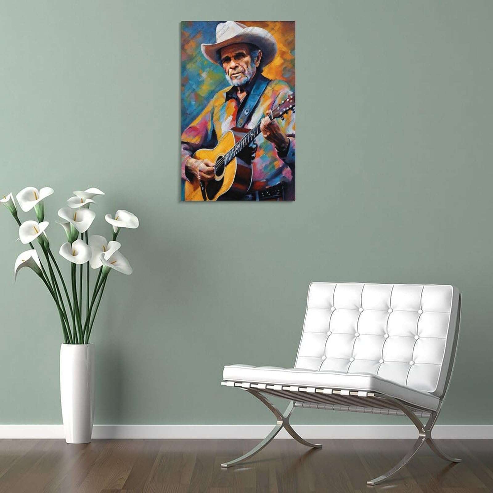 FCOJE Poster su tela con cantante folk country Merle_Haggard (1), decorazione artistica da parete per soggiorno e camera da letto, 30 x 45 cm