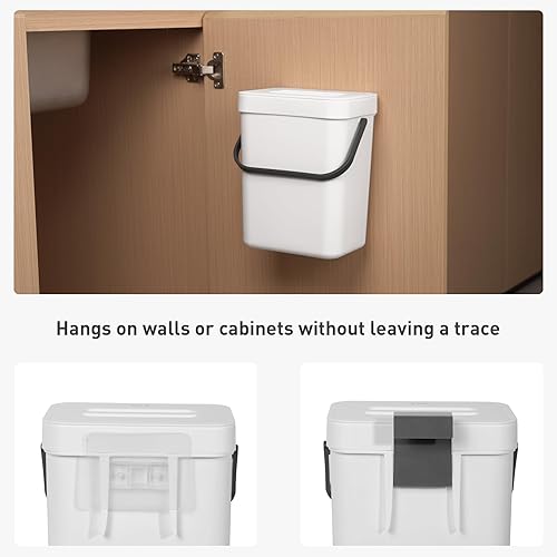 Miniatura 34 de EKO Puro - Mini bote de basura para cocina montado en la pared con tapa, organizador de residuos de alimentos, 0.79 galones / 3 litros (verde)