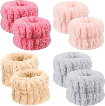 8Pcs Anmieciu Microfiber Spa Wristbands, Face Washing Wrist Towels to Prevent Liquid Spilling Down Your Arms