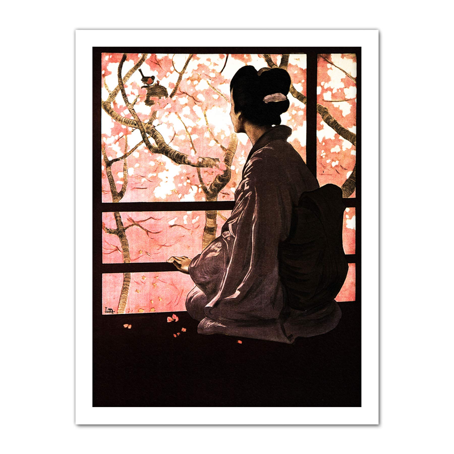 Wee Blue Coo Opera Madame Butterfly Japanese Artwork Framed Wall Art Print 18X24 Inch