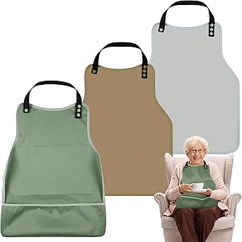 Adult Bibs - 3 Pack Washable Clothing Protectors with Upgraded Crumb Catcher