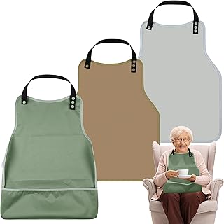 Adult Bibs-3 Pcs Washable Clothing Protector with Upgraded Crumb Catcher