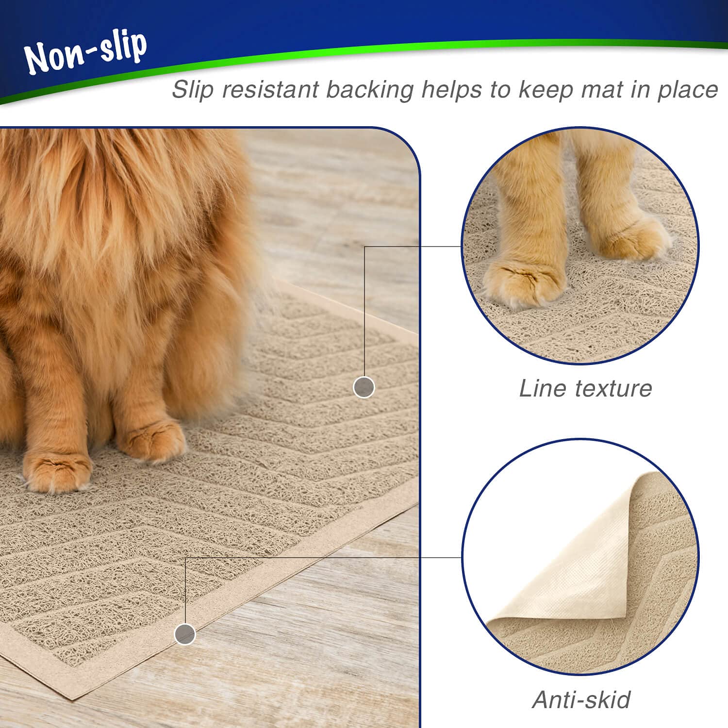 WePet - Alfombrilla de arena para gatos, tamaño grande, de PVC suave y duradero, sin ftalatos, resistente al agua, fácil de limpiar, lavable, control de dispersión, alfombra de caja de arena, 35 x 23