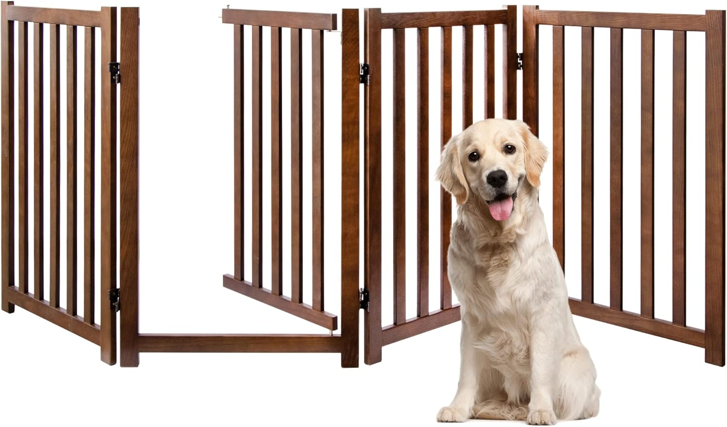 Freestanding Dog Gate32 Solid Oak Wood Tall Pet Gate with