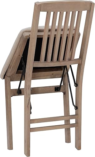 Miniatura 18 de Linon Keira - Juego de 2 sillas plegables de madera, asiento tapizado y respaldo de misión, altura de comedor, rústico, natural y beige