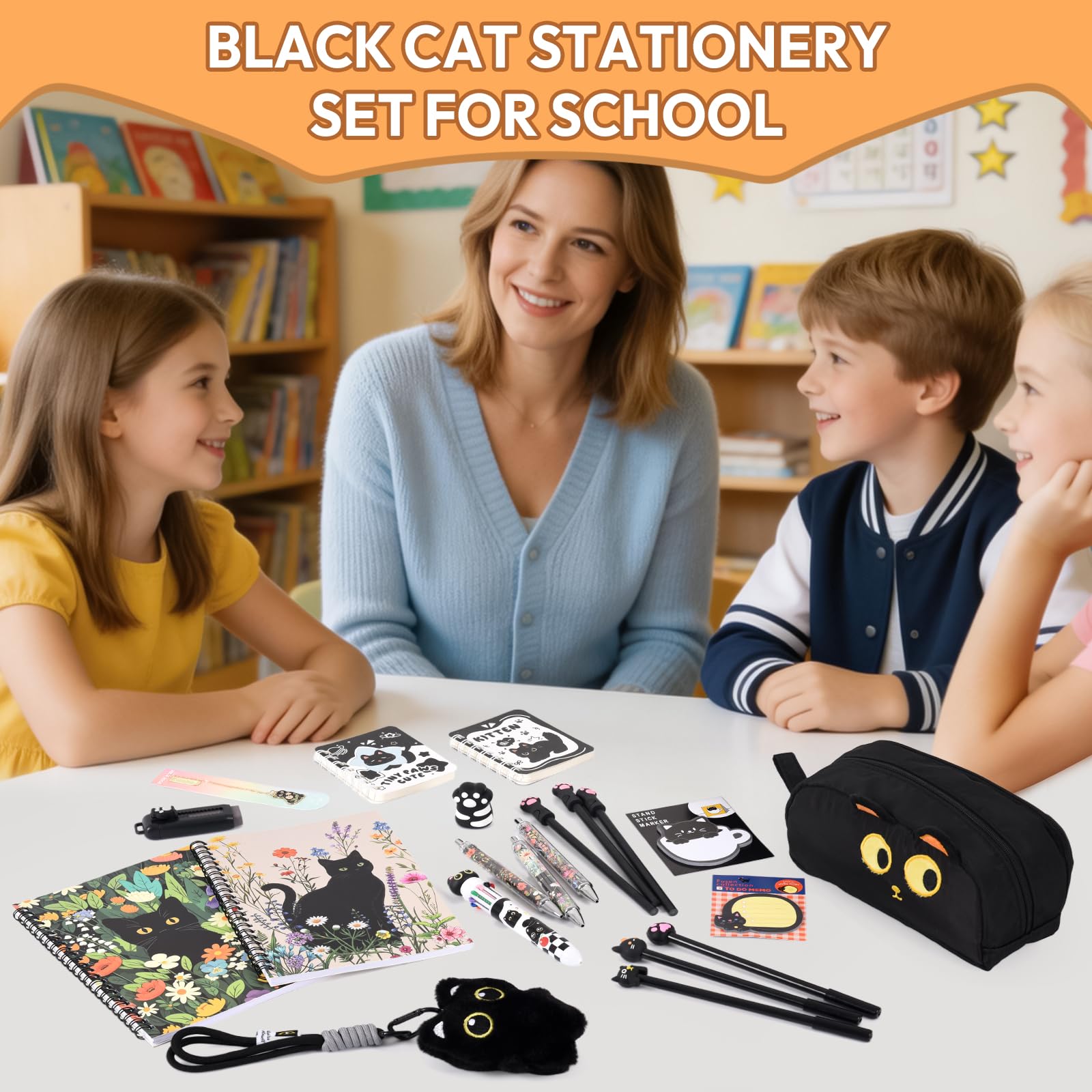Cute Black Cat Stationery Set - Gifts for Cat Lovers -6 Cute Black Cat Stationery Set - Gifts for Cat Lovers -6