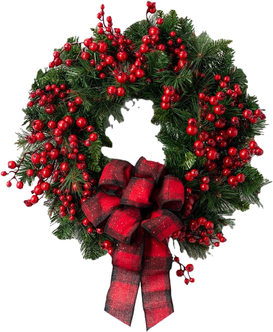 Ghirlanda Natalizia 40cm Con Bacche E Pigne | Decorazione Porta O Camino Natale - Foto 6