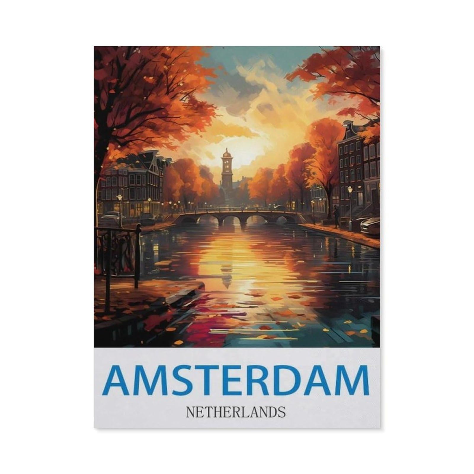 BEAYODKP 5D DIY Diamond Painting Kit，Amsterdam Netherlands，Crystal Mosaic Full Drill Round Diamond Painting Embroidery Accessories（50 x 60 cm/19.68 x 23.62 inches）-CK91
