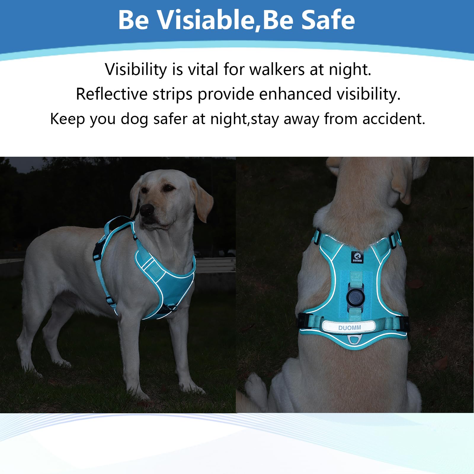 Hundegeschirr mit AirTag-Halter, verstellbare ausbruchsichere Weste für extra große Hunde, kein Würgen, reflektierendes Geschirr mit Griff für einfache Kontrolle, strapazierfähig für Training, Wandern
