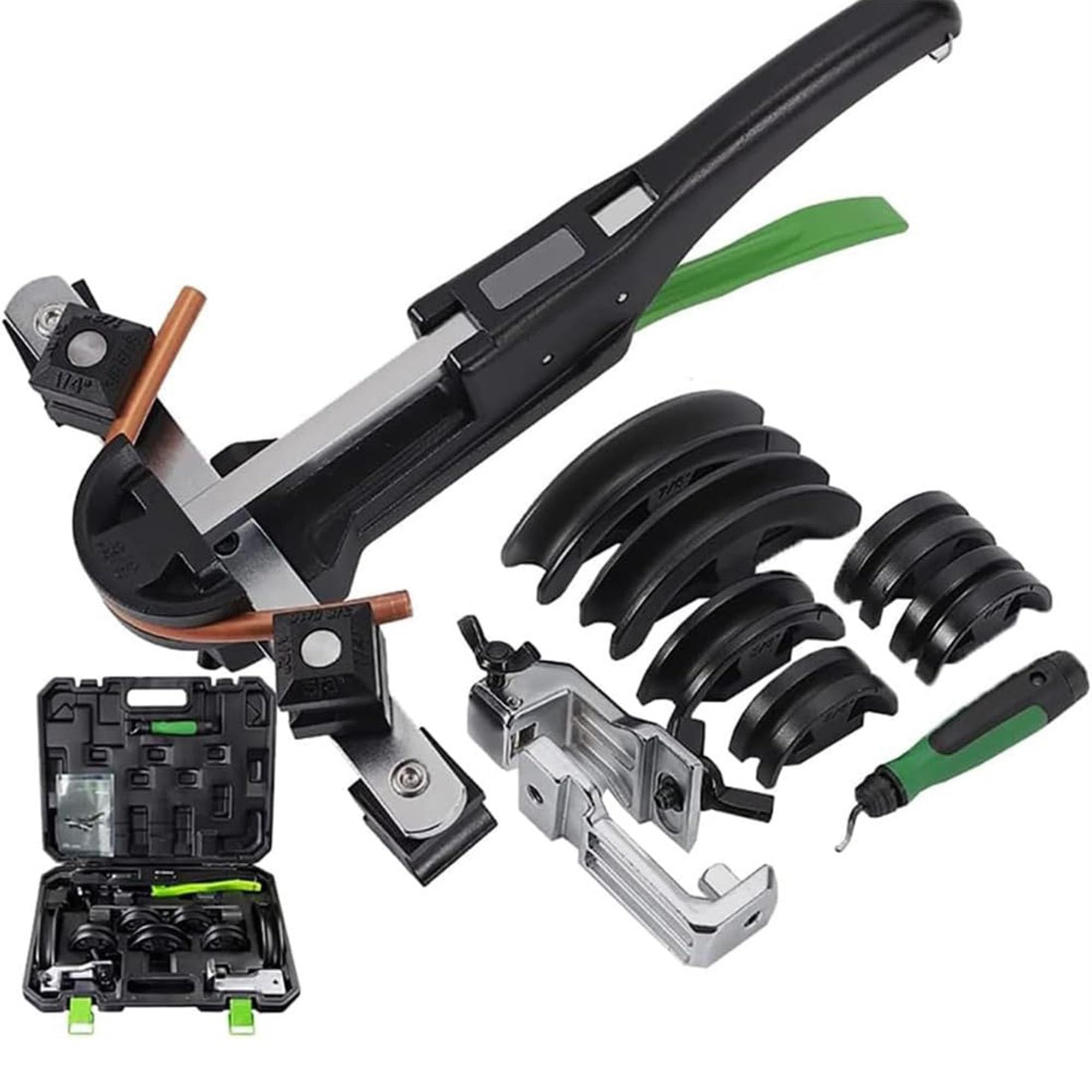JXYQ Hydraulic Tubing Bender Kit, Ratchet Pipe Bender for 1/4'' to 7/8'' Tubes, 7 Molds for Copper, Brass, Aluminum, and Thin Steel