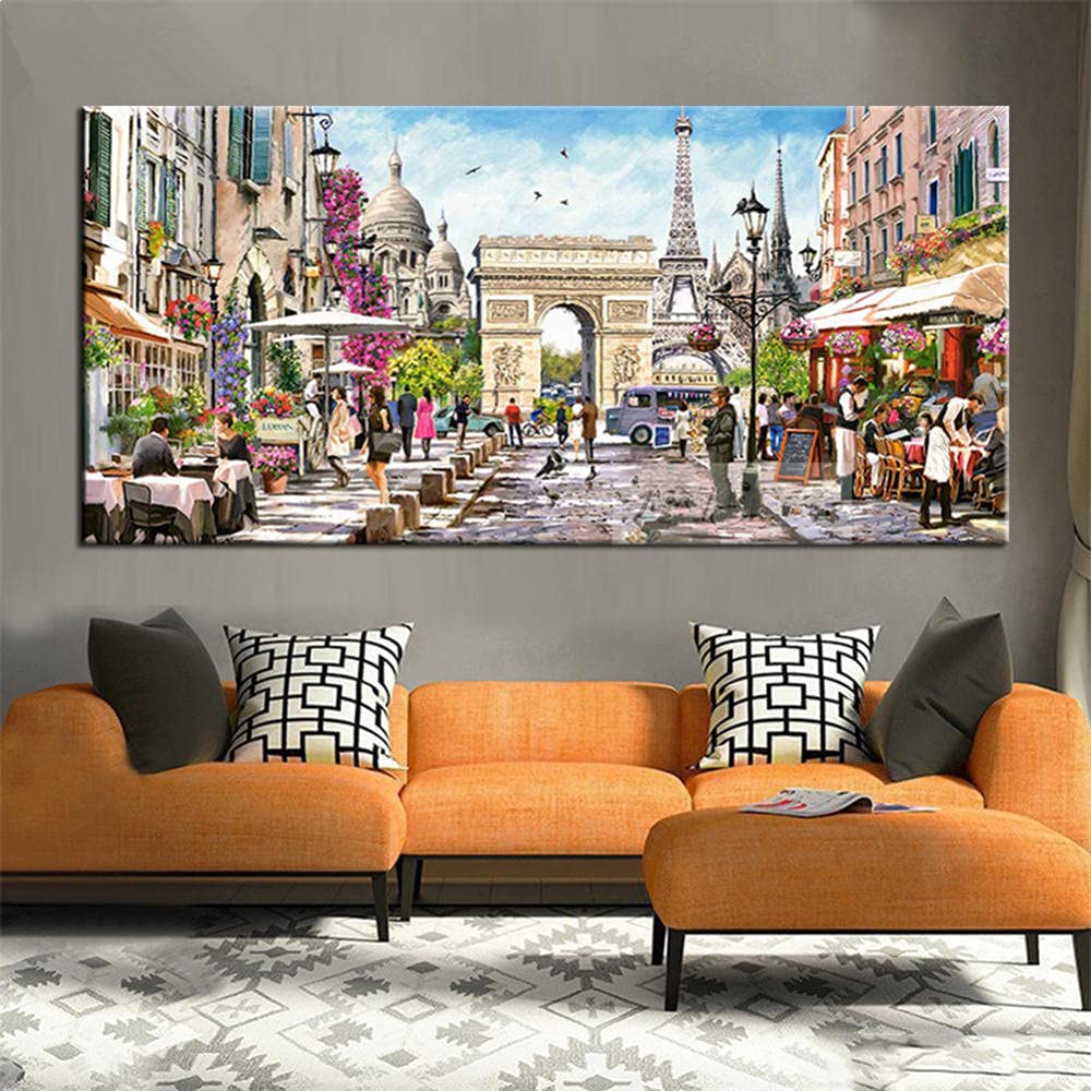 Peinture diamant 5D architecture française grand format 60x120cm pour loisir créatif adulte