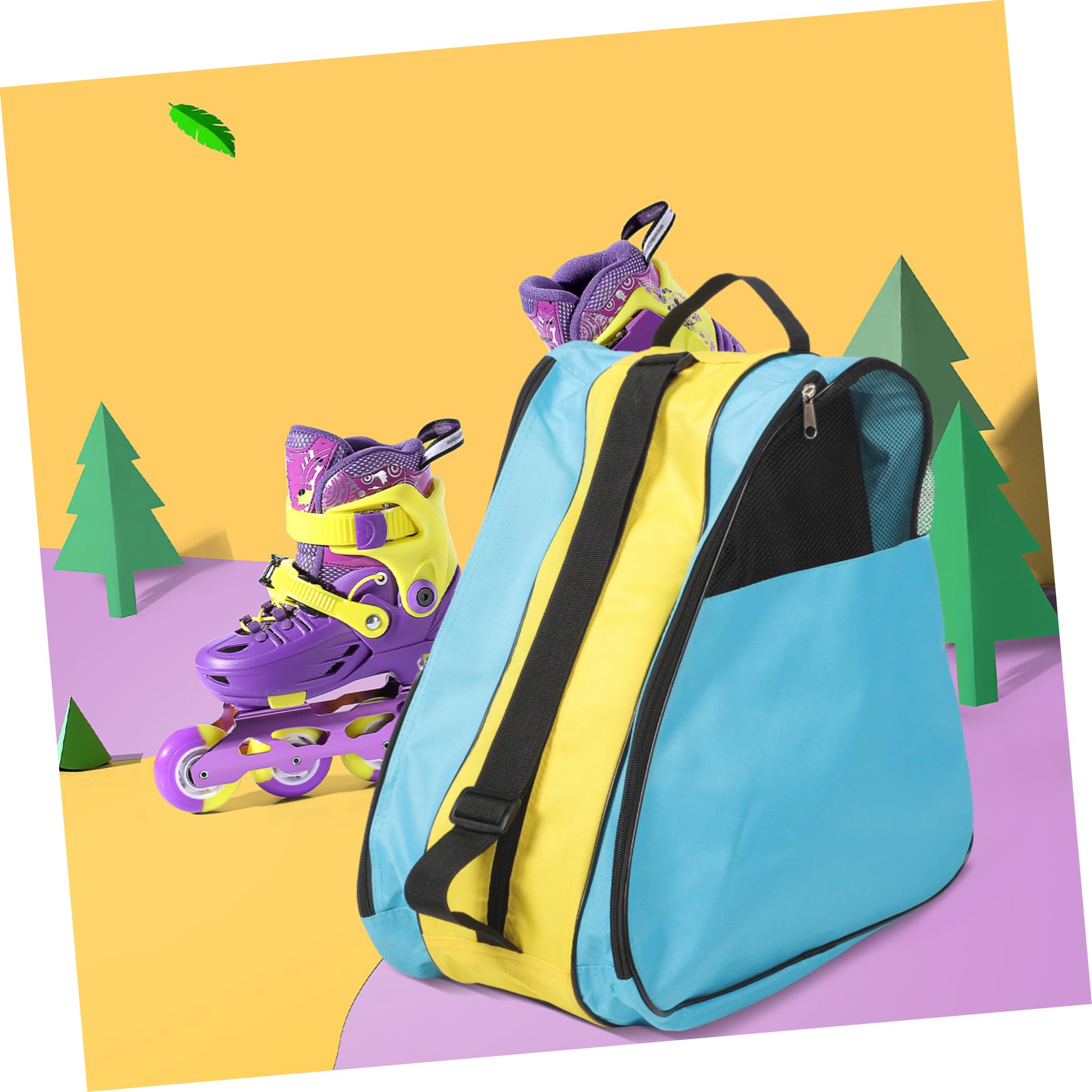 Borsa per Pattinaggio Rotelle in Nailon, Zaino Comodo Zip, per Trasporto e Protezione di Pattini e Scarpe Roller Skate