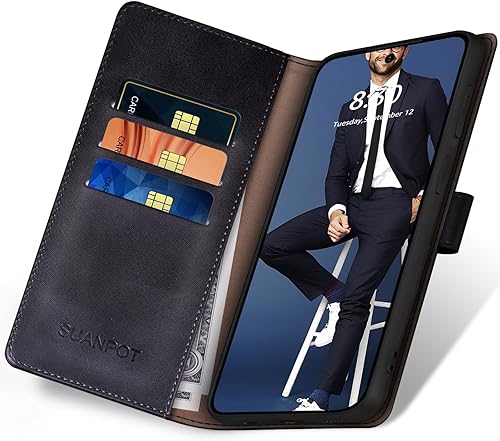 Miniatura 9 de SUANPOT Funda de piel tipo cartera para Samsung Galaxy A12 con bloqueo RFID, tarjetero para tarjetas de crédito, funda de teléfono con tapa a prueba